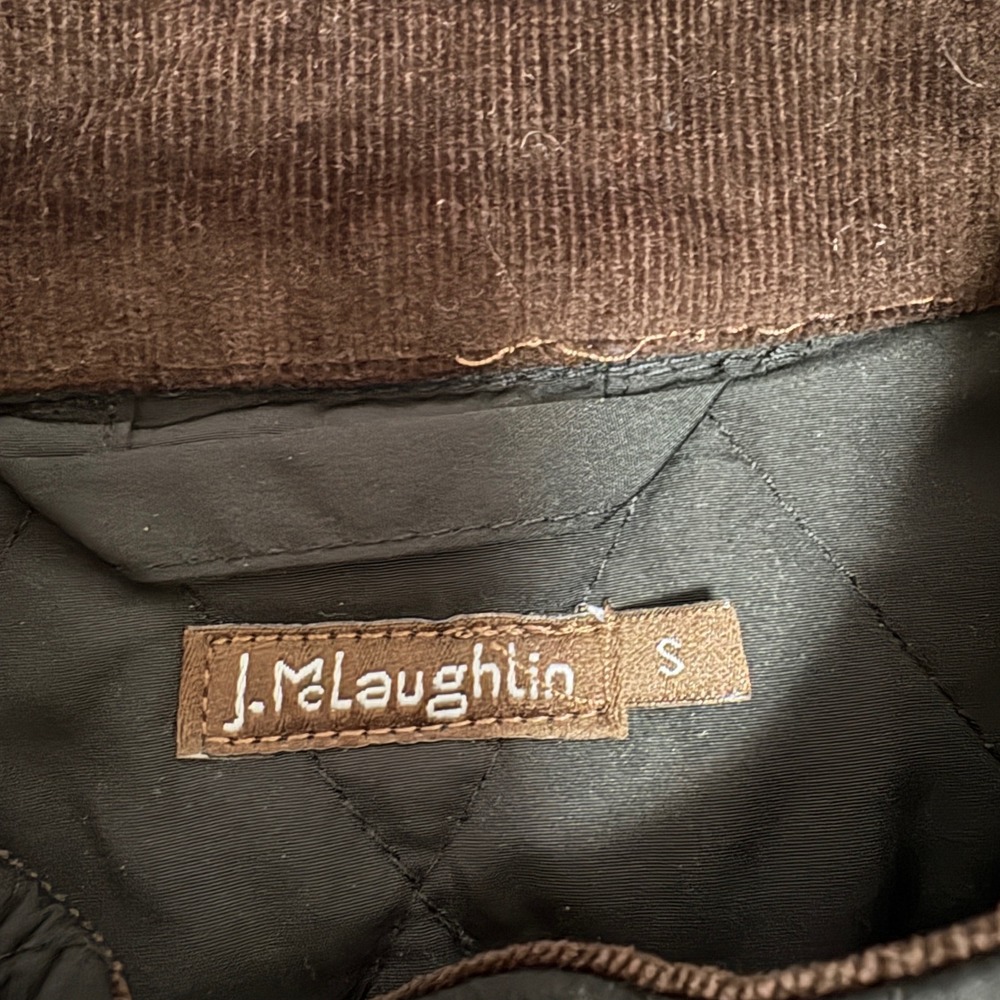 J.McLaughlin Womens Small Quilted Vest Black Chore Coat Old Money Equestrian - Picture 3 of 6